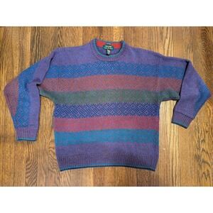 Vtg Colours by Alexander Julian Sweater Men Large 90s Linen Knit Coogi Style 90s
